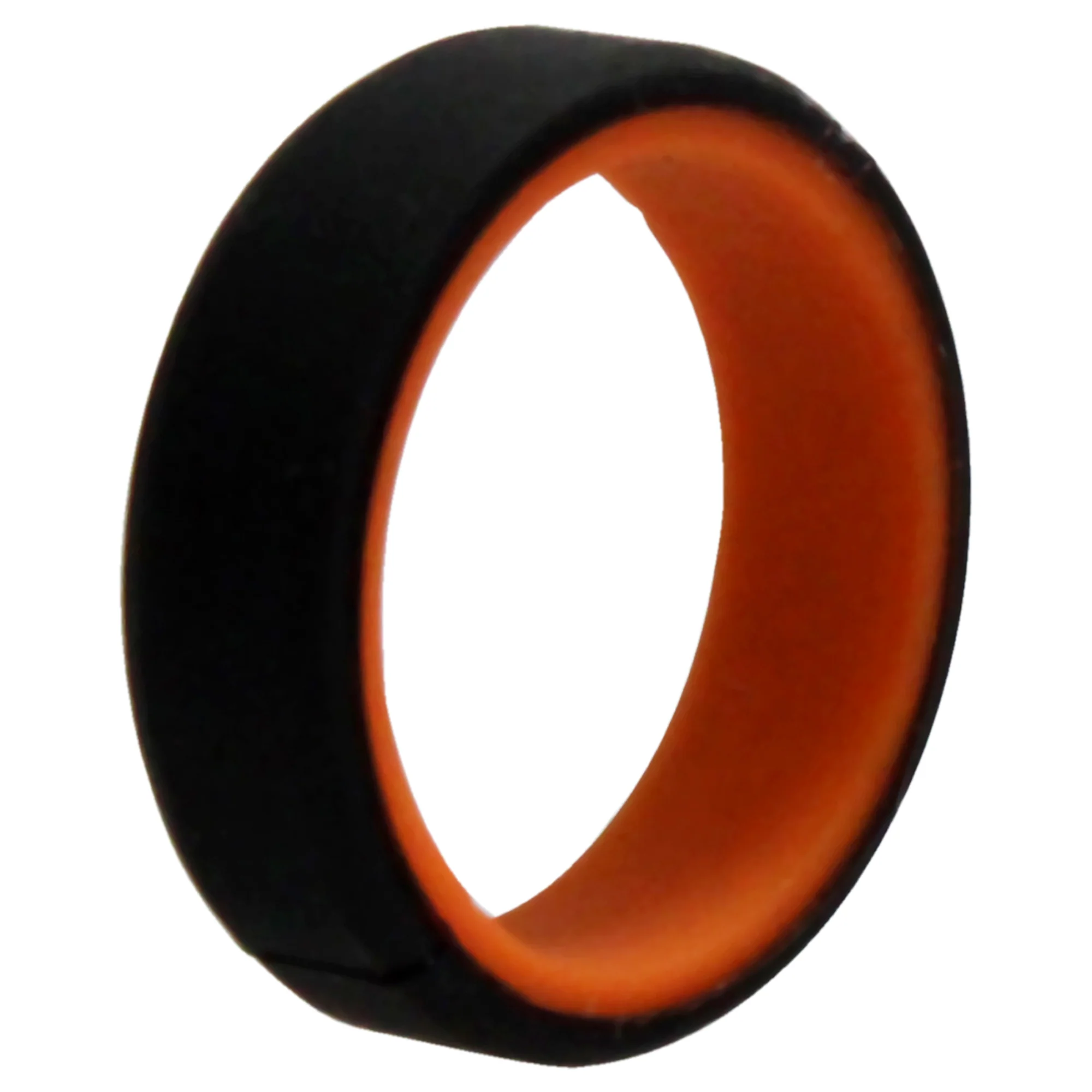 Silicone Wedding 6mm Brush 2Layer Ring - Orange-Black by ROQ for Men - 7 mm Ring - Olabens
