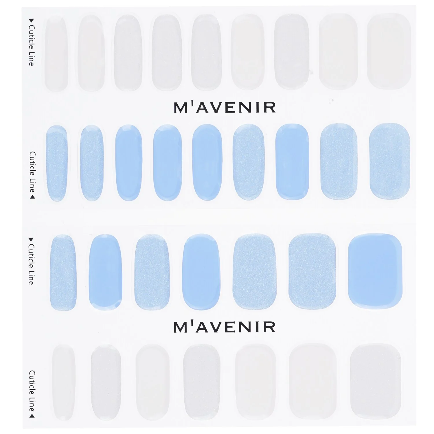 Mavenir Nail Sticker (Blue) - # Aurora Babyblue Nail  32pcs - Olabens
