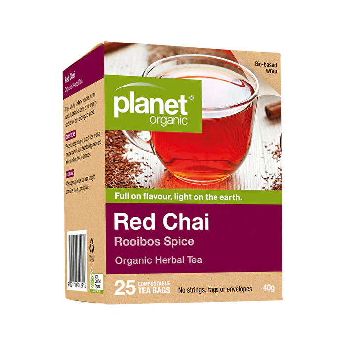 Planet Organic Organic Herbal Tea Red Chai (Rooibos Spice) x 25 Tea Bags - Olabens