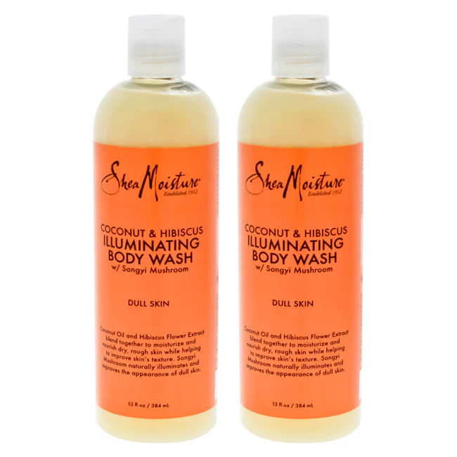 Shea Moisture Coconut & Hibiscus Shea Butter Wash Brightening & Toning - Pack of 2 by Shea Moisture for Unisex - 13 oz Body Wash - Olabens