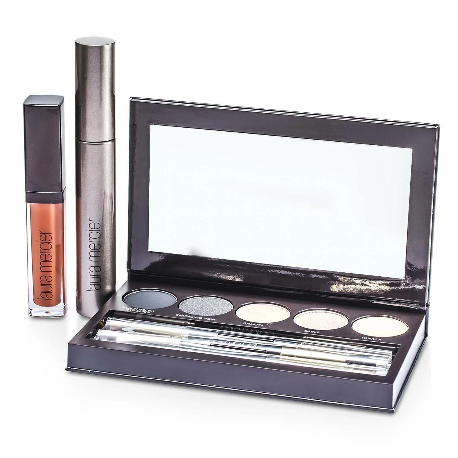 Laura Mercier Classic Smoky Eye Palette Collection (1xMascara, 1xLip Glace, 1xCake Eye Liner, 4xEye Colour, 3xBrush)  10pcs - Olabens