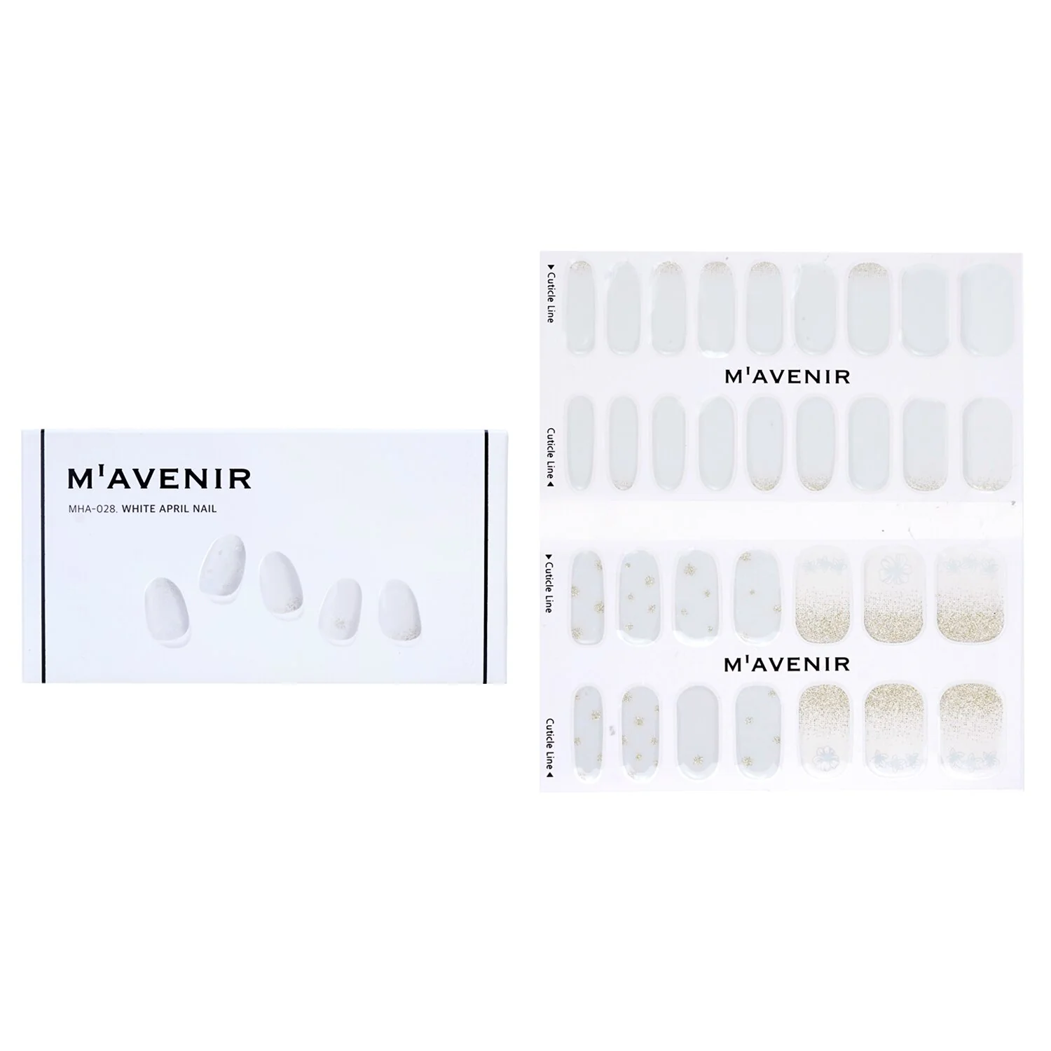Mavenir Nail Sticker (White) - # White April Nail  32pcs - Olabens