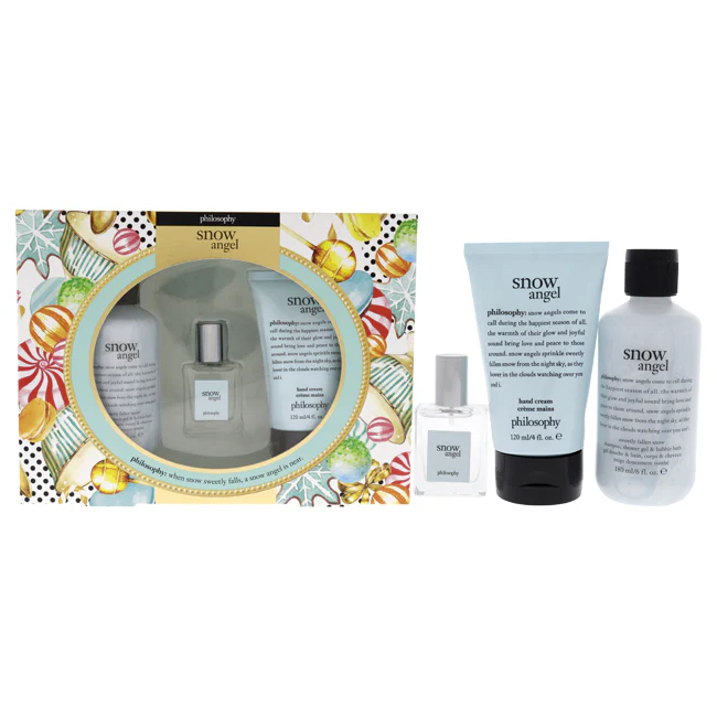 Philosophy Snow Angel by Philosophy for Women - 3 Pc Gift Set 0.5oz EDT Spray, 6oz Shampoo, Shower Gel and Bubble Bath, 4oz Hand Cream - Olabens