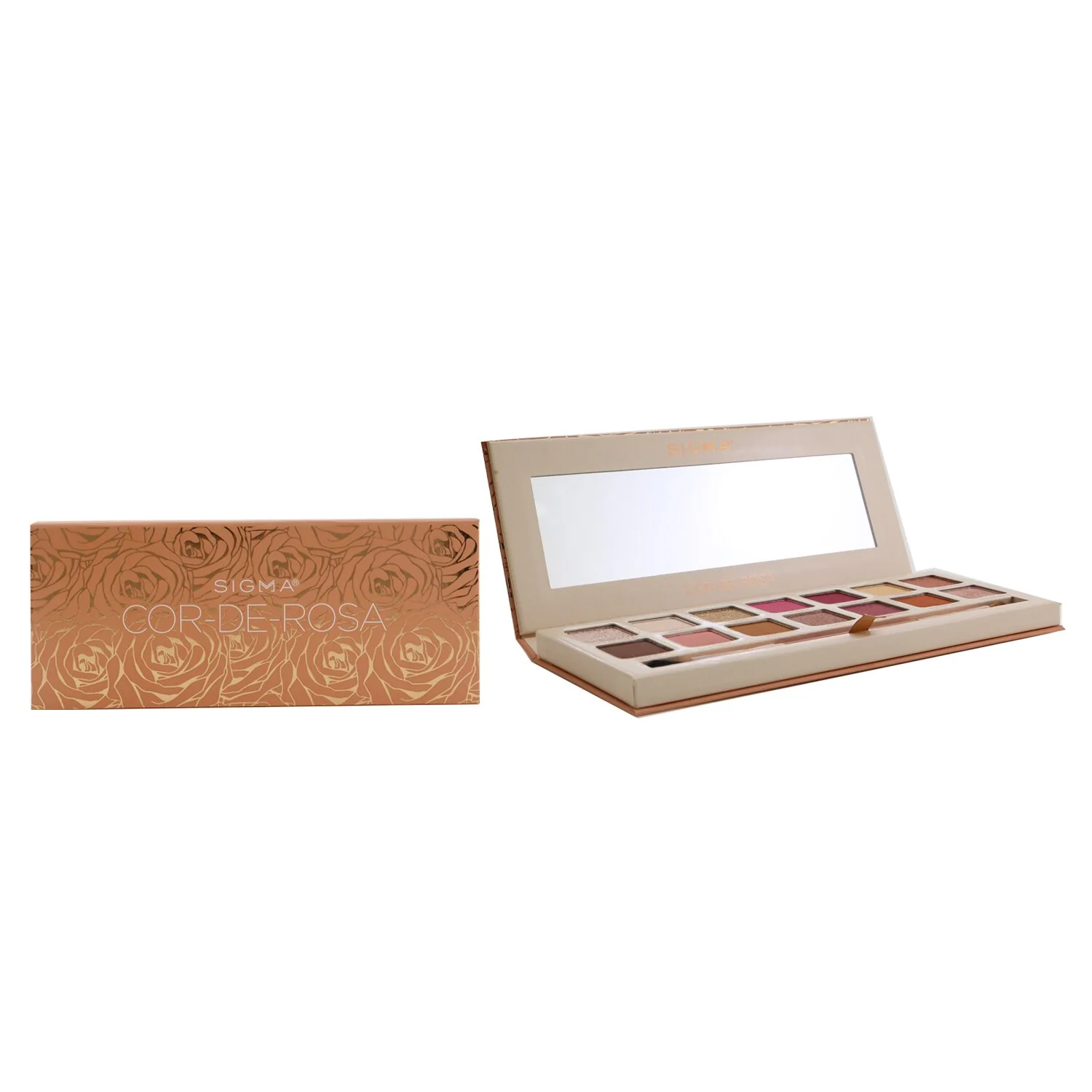 Sigma Beauty Cor De Rosa Eyeshadow Palette (14x Eyeshadow + 1x Dual Ended Brush)  15.15g/0.53oz - Olabens