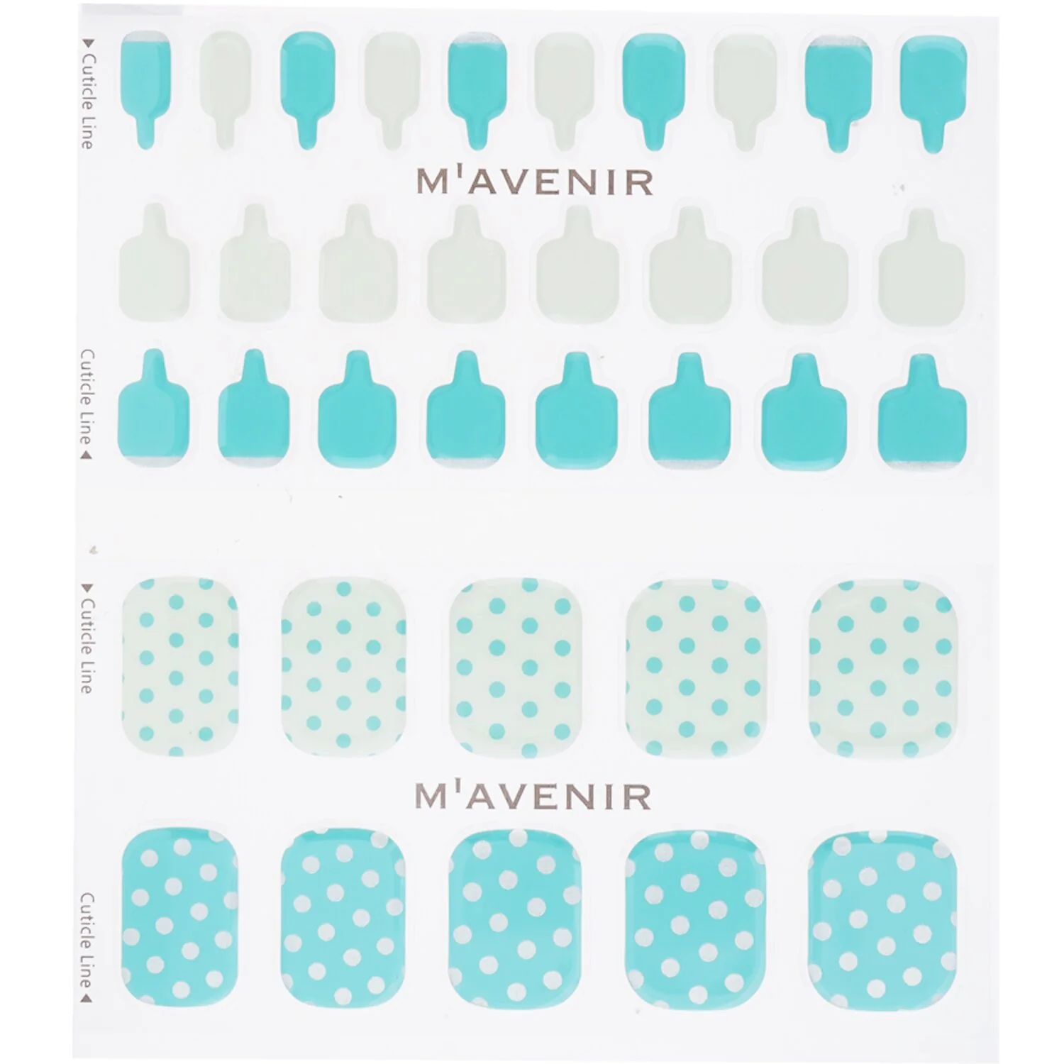 Mavenir Nail Sticker (Patterned) - # Mint Cream Dot Pedi  36pcs - Olabens