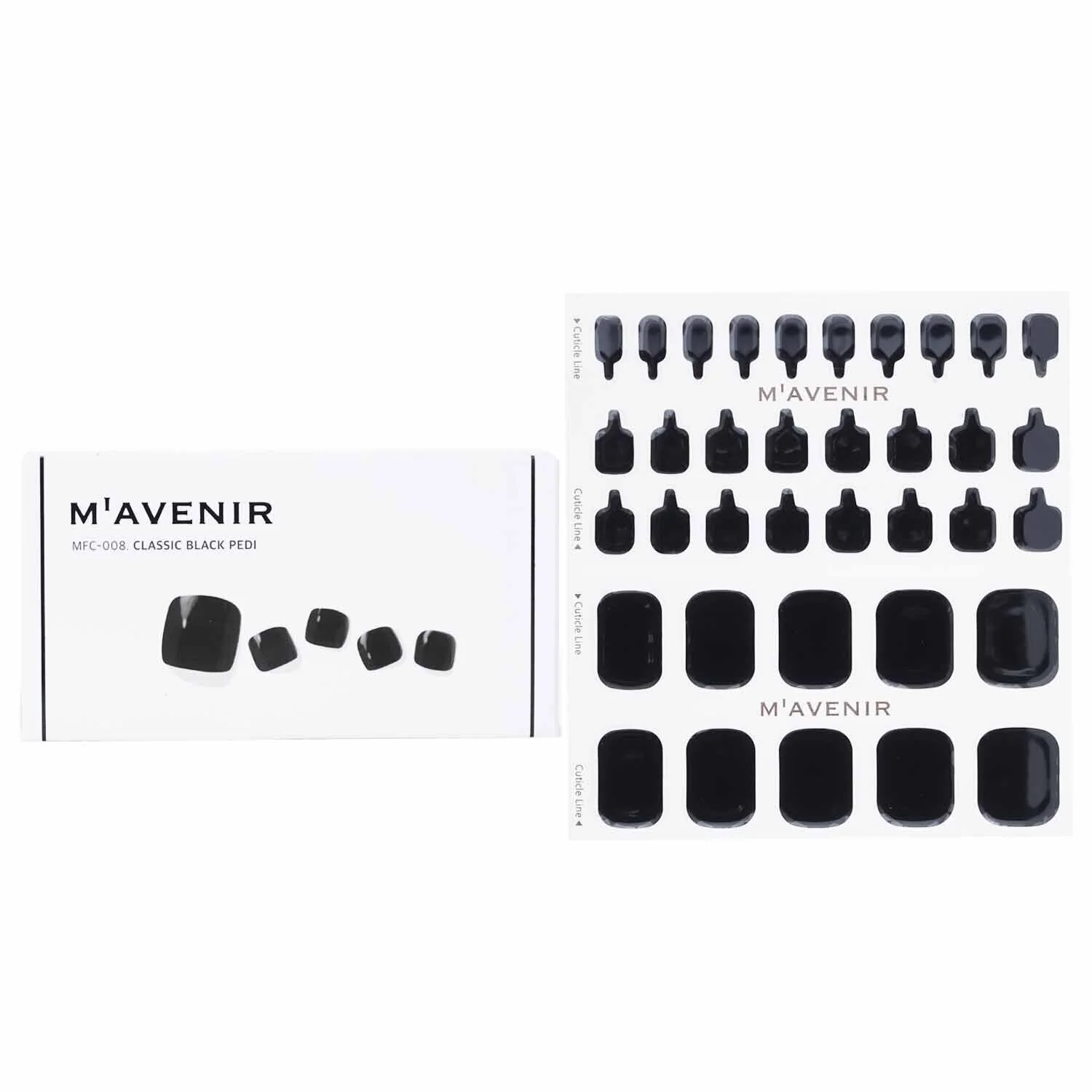 Mavenir Nail Sticker (Black) - # Classic Black Pedi  36pcs - Olabens
