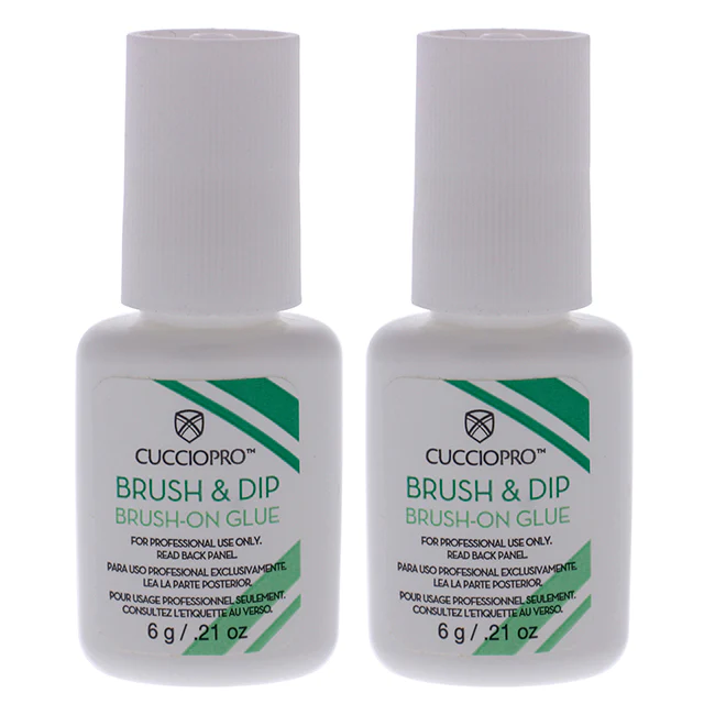 Cuccio Pro Brush and Dip Brush-On Glue by Cuccio Pro for Women - 0.21 oz Nail Glue - Pack of 2 - Olabens