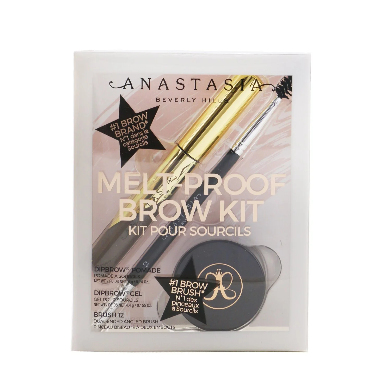 Anastasia Beverly Hills Melt Proof Brow Kit (Dipbrow Gel + Dipbrow Pomade + Brush 12) - # Medium Brown  3pcs - Olabens
