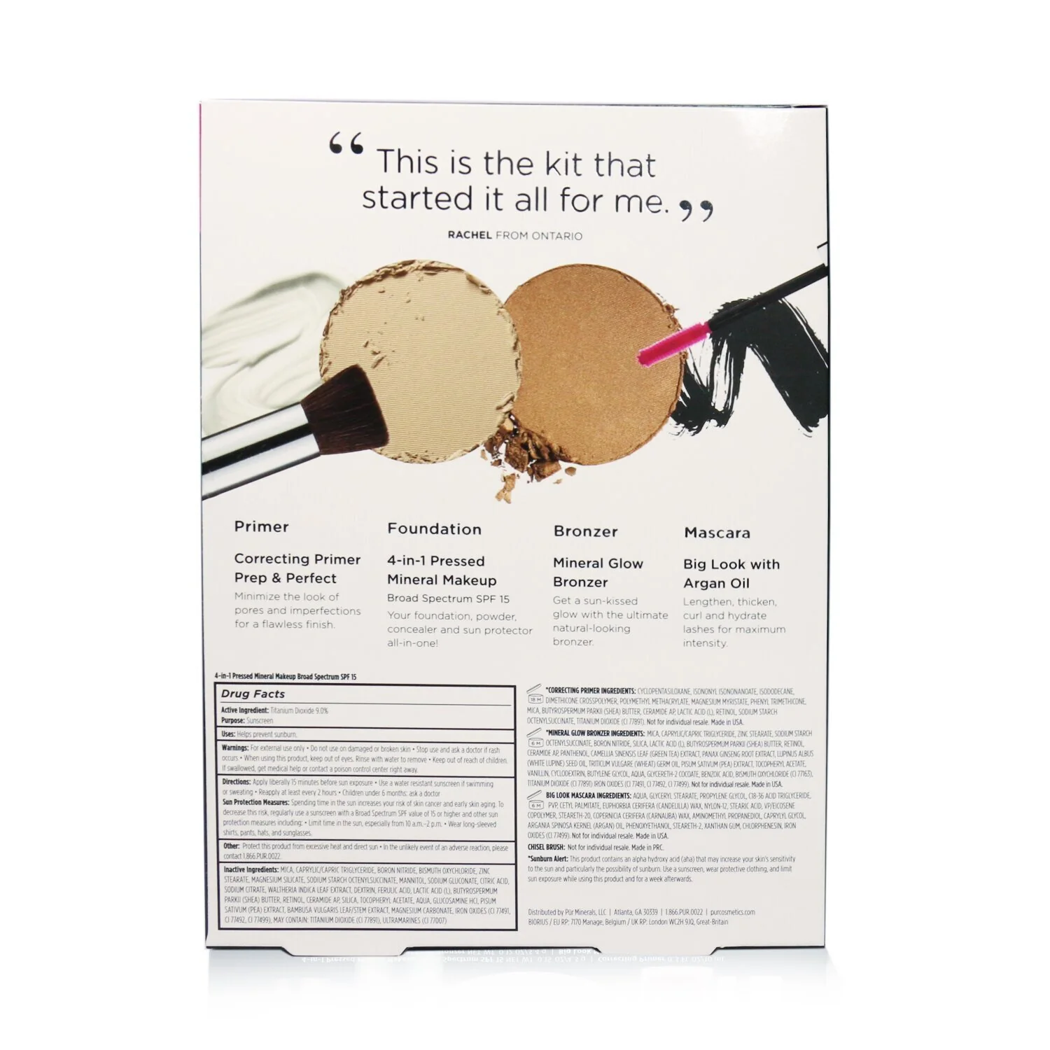 PUR (PurMinerals) Best Sellers Kit (5 Piece Beauty To Go Collection) (1x Primer, 1x Pressed Powder, 1x Bronzer, 1x Mascara, 1x Brush) - # Light  5pcs - Olabens