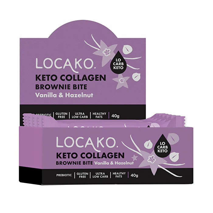 Locako Grass Fed Collagen Brownie Bite Vanilla Hazelnut 40g x 15 Display - Olabens