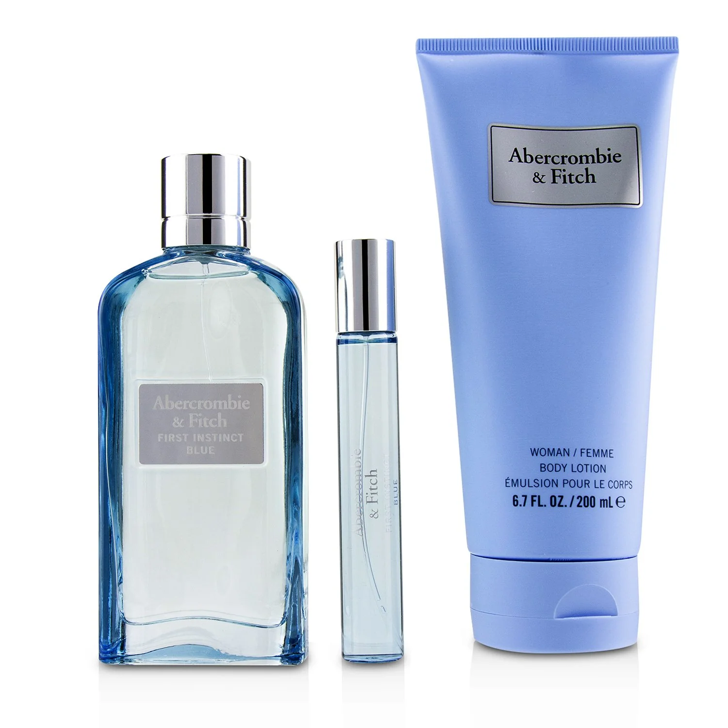 Abercrombie & Fitch First Instinct Blue Coffret: Eau De Parfum Spray 100ml/3.4oz + Body Lotion 200ml/6.7oz + Eau De Parfum Spray 15ml/0.5oz  3pcs - Olabens
