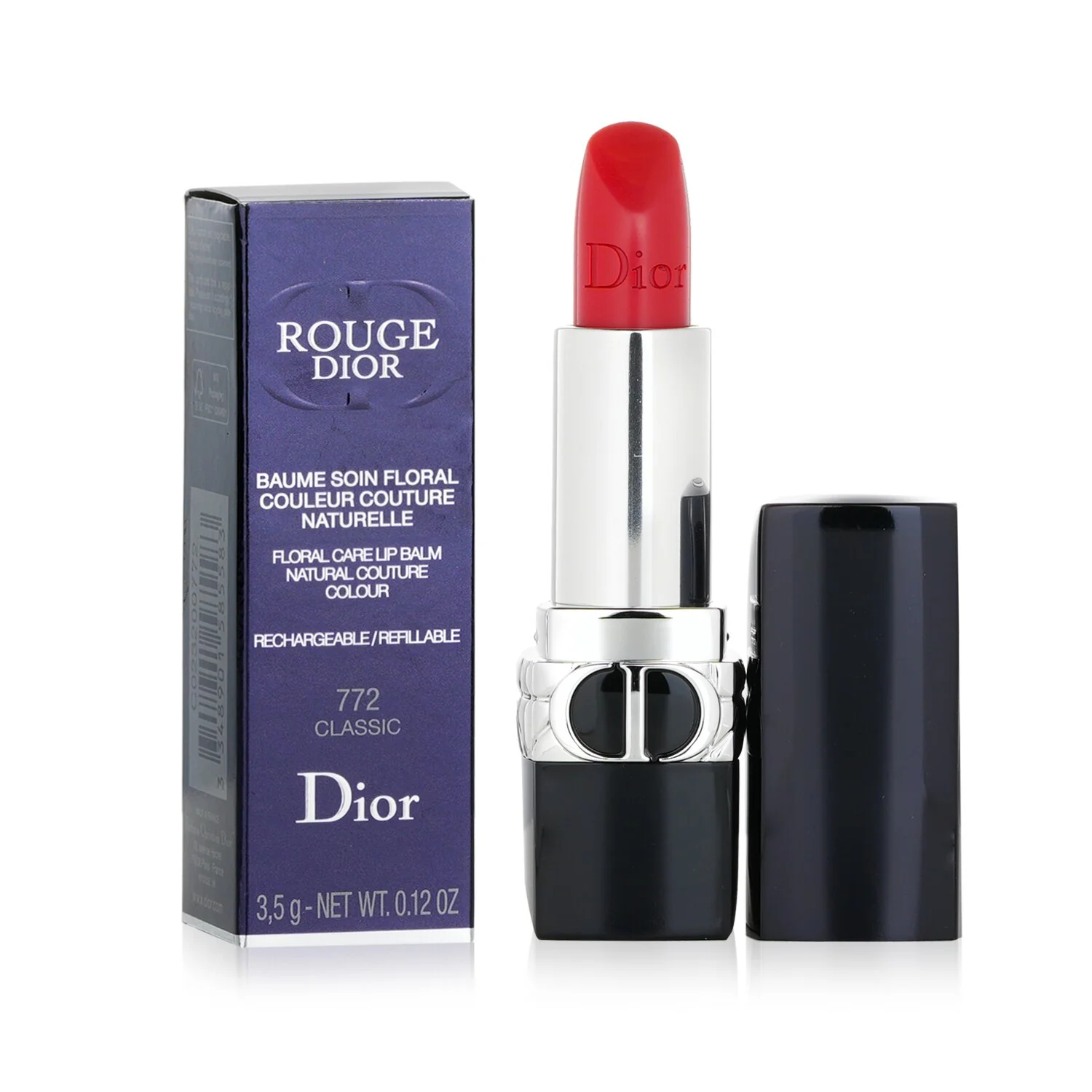 Christian Dior Rouge Dior Floral Care Refillable Lip Balm - # 772 Classic (Satin Balm)  3.5g/0.12oz - Olabens