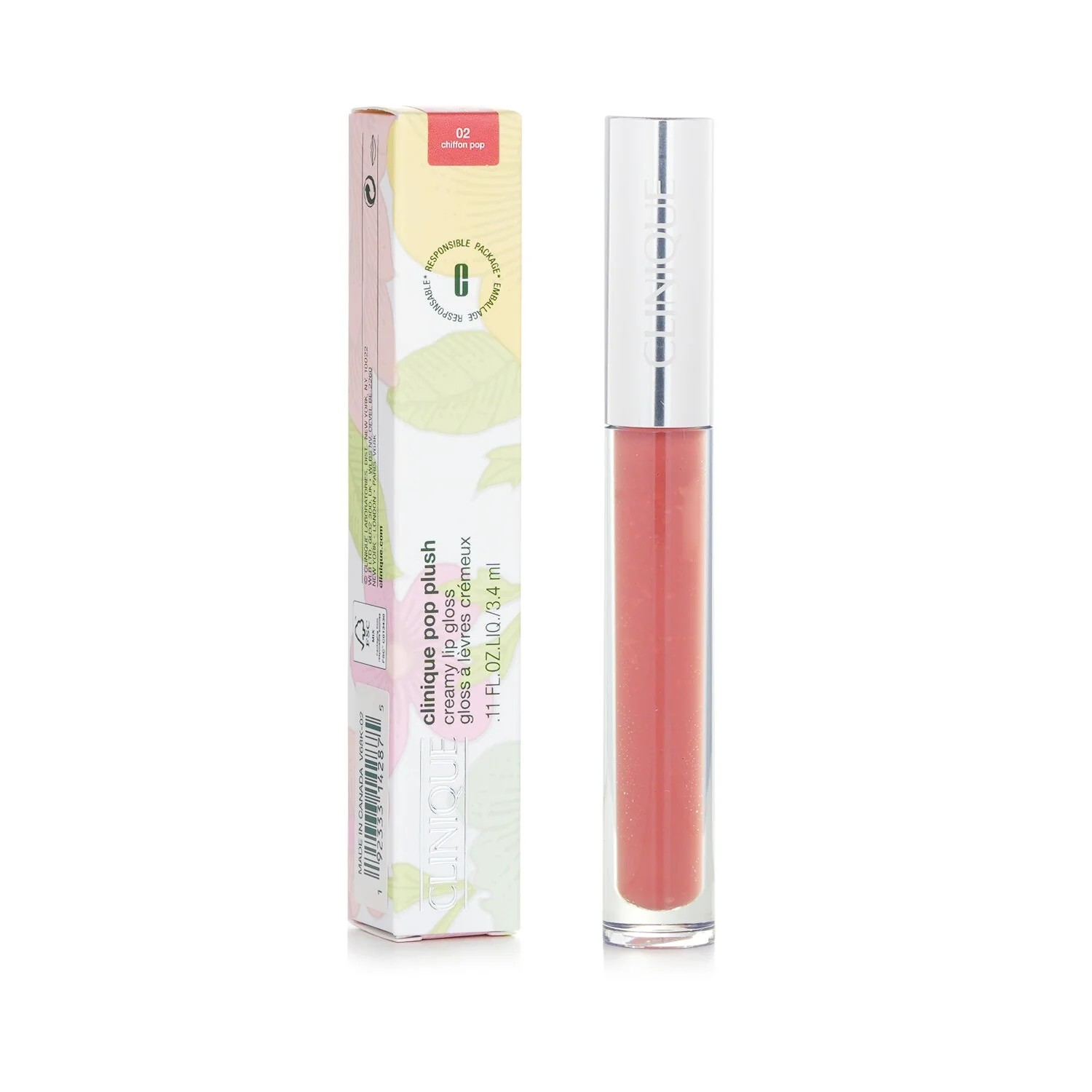 Clinique Pop Plush Creamy Lip Gloss - # 02 Chiffon Pop  3.4ml/0.11oz - Olabens