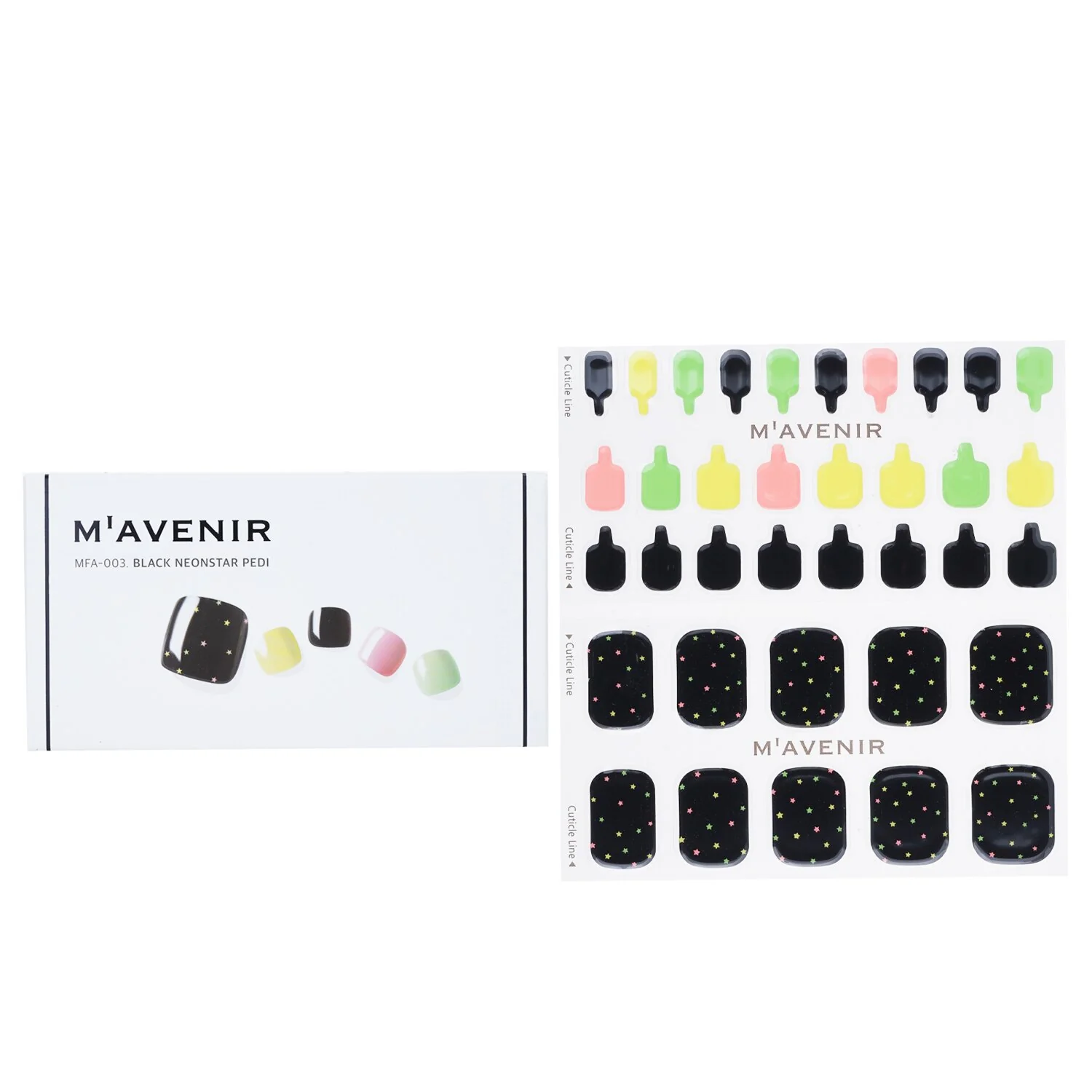Mavenir Nail Sticker (Black) - # Black Neonstar Pedi  36pcs - Olabens