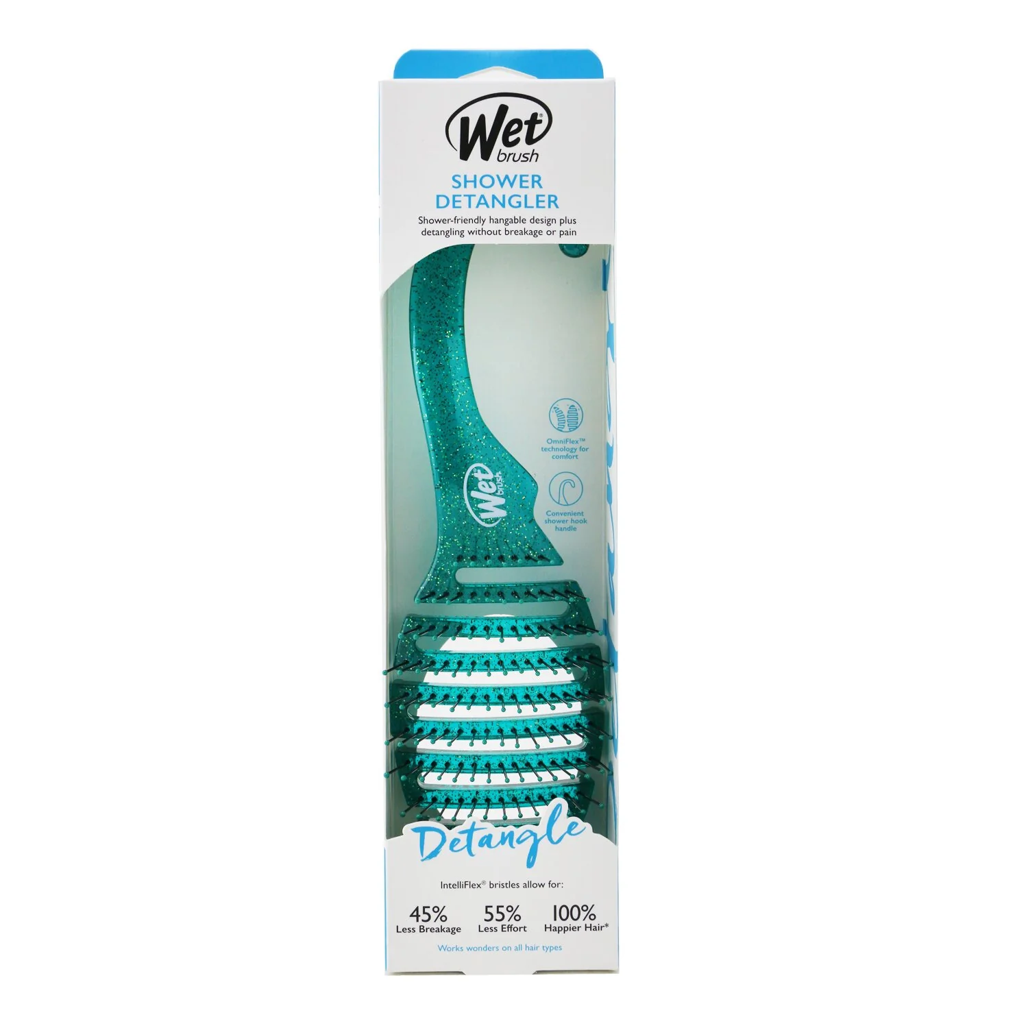 Wet Brush Shower Detangler - # Green Glitter  1pc - Olabens