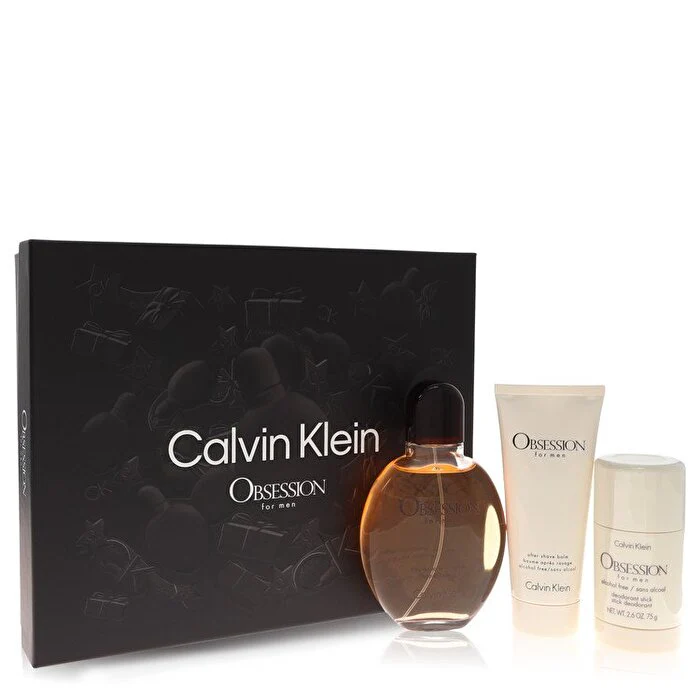 Calvin Klein Obsession For Men - 3 Pc Gift Set Eau De Toilette Spray 75ml/2.6oz Deodorant Stick 100ml/3.3oz After Shave Balm 120ml/4oz - Olabens