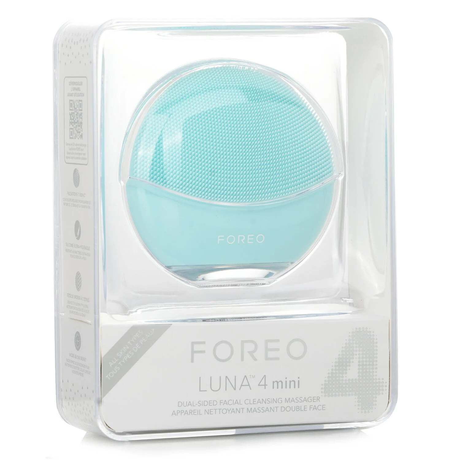 FOREO Luna 4 Mini Dual-Sided Facial Cleansing Massager - # Arctic Blue  1pcs - Olabens