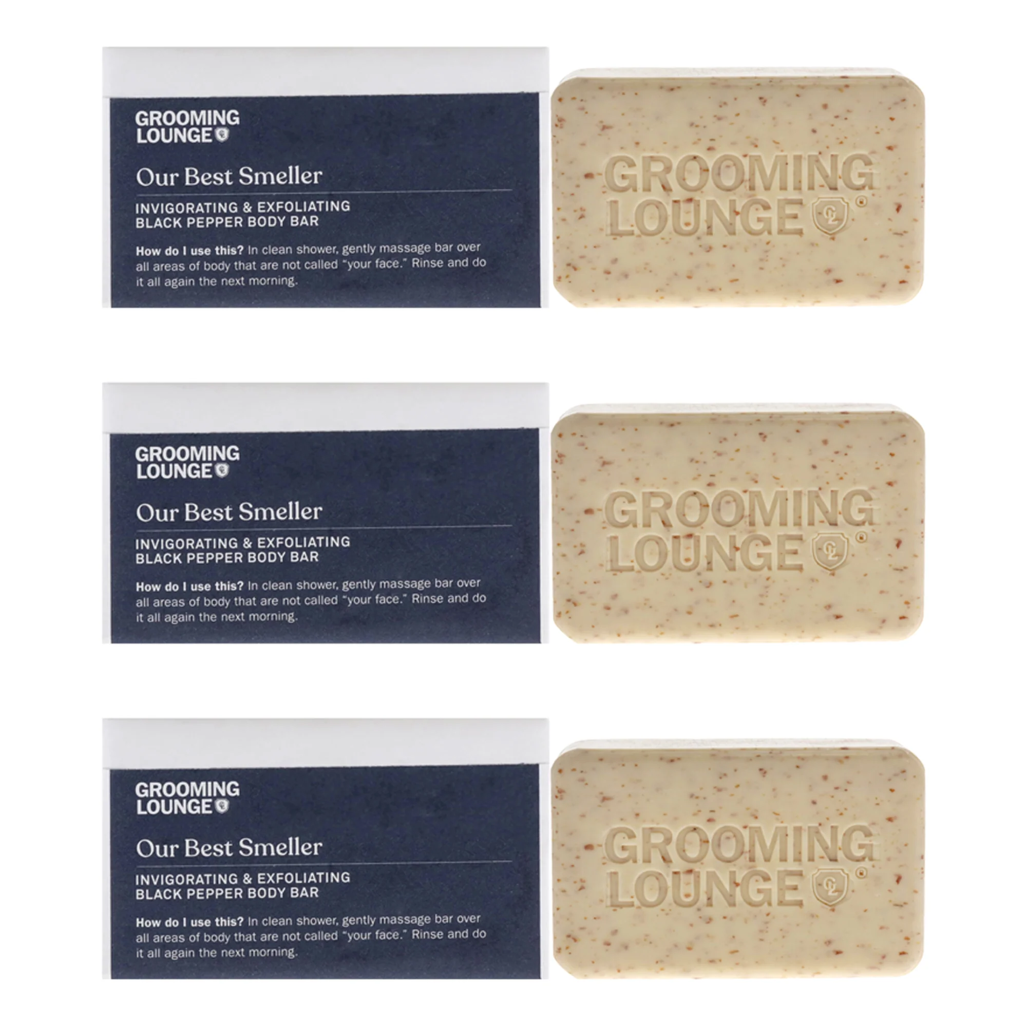 Grooming Lounge Our Best Smeller Body Bar by Grooming Lounge for Men - 7 oz Soap - Pack of 3 - Olabens