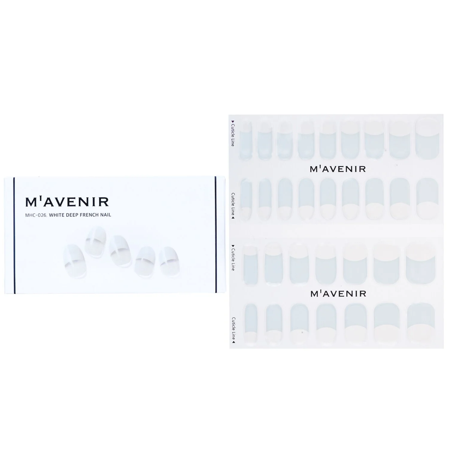 Mavenir Nail Sticker (White) - # White Deep French Nail  32pcs - Olabens