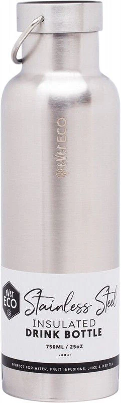 Ever Eco Insulated Stainless Steel Bottle Brushed Stainless 750ml - Olabens