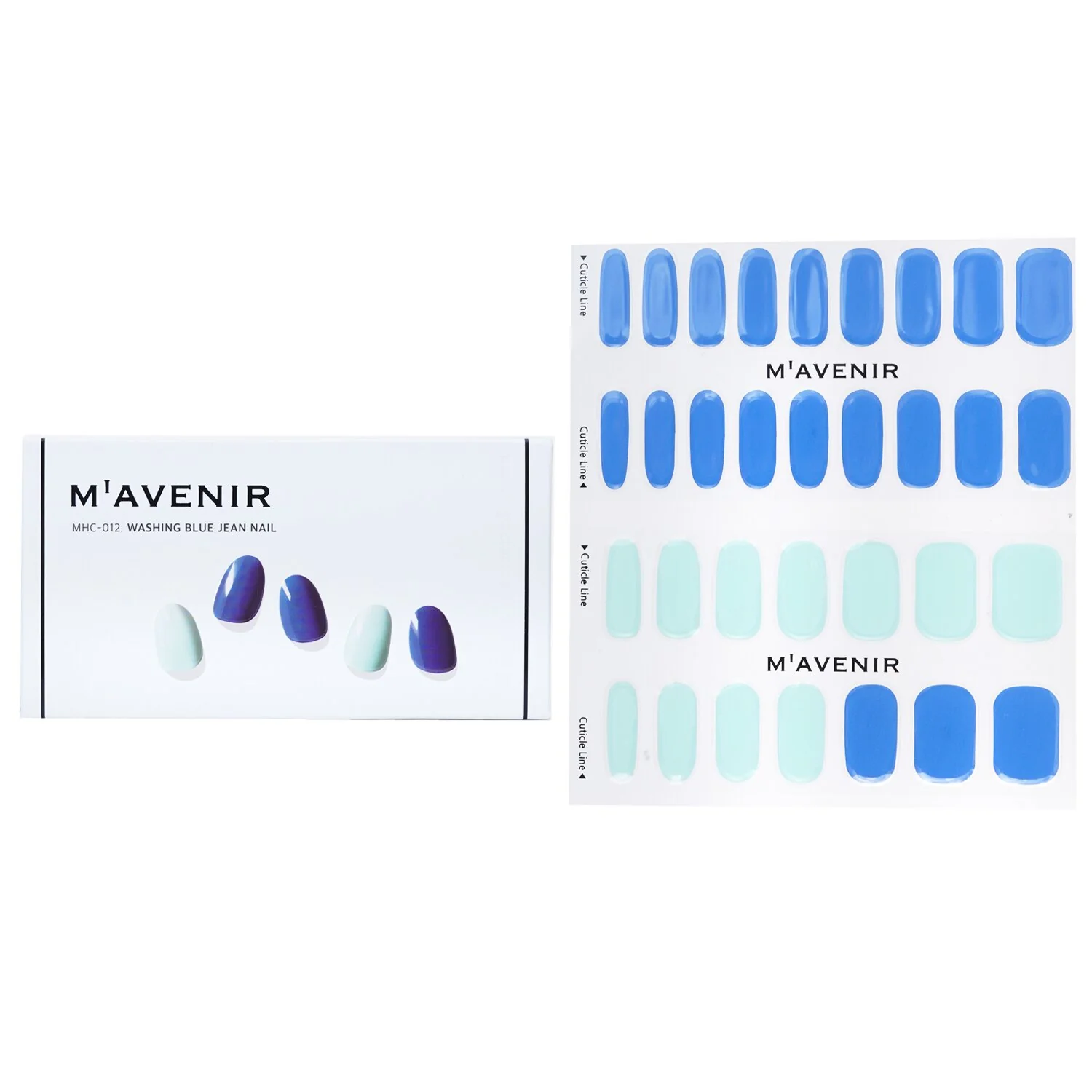 Mavenir Nail Sticker (Blue) - # Washing Blue Jean Nail  32pcs - Olabens