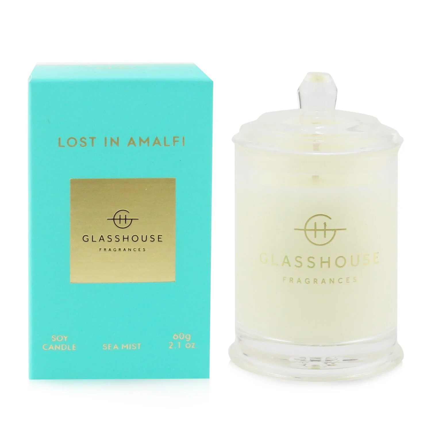 Glasshouse Triple Scented Soy Candle - Lost In Amalfi (Sea Mist)  60g/2.1oz - Olabens
