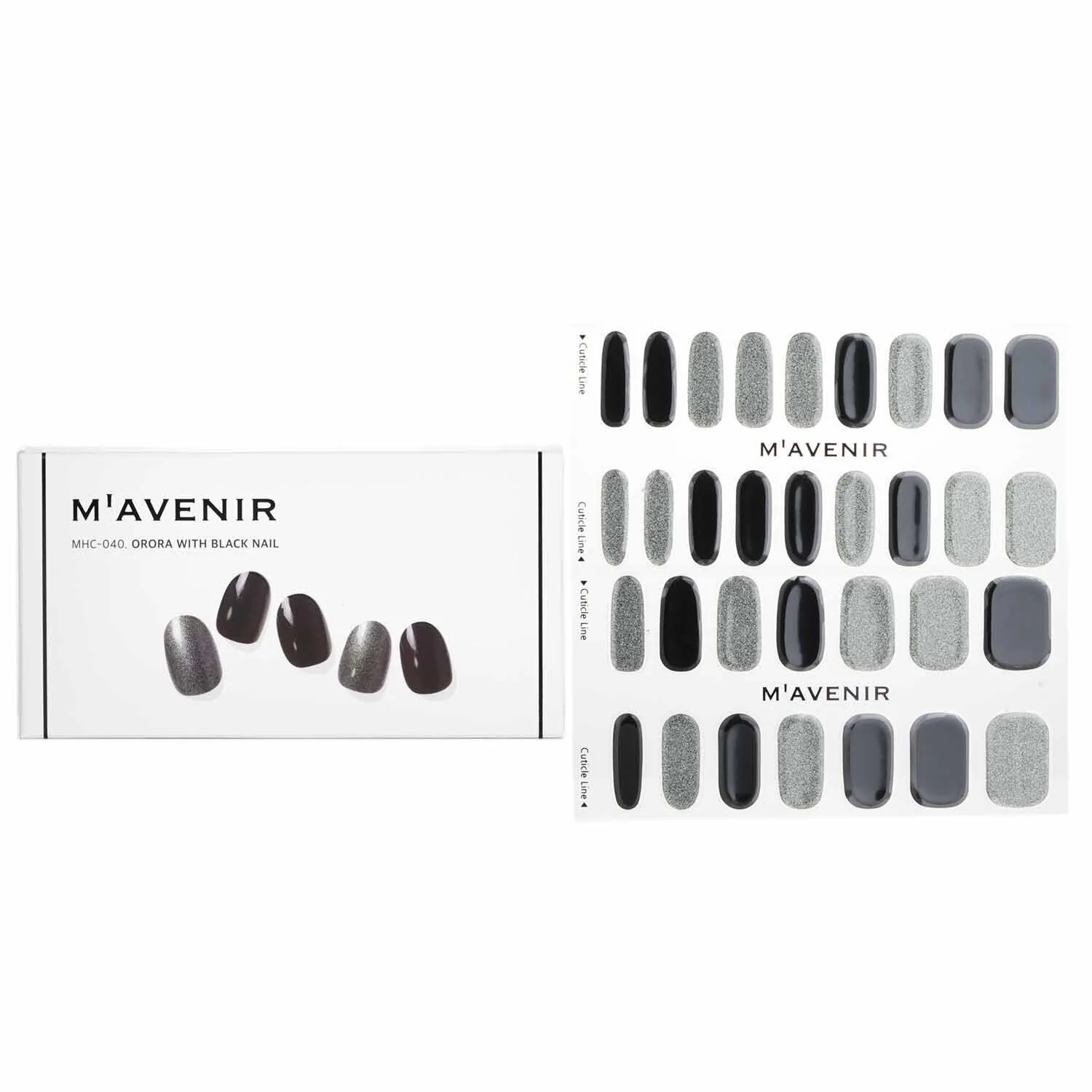 Mavenir Nail Sticker (Assorted Colour) - # Orora With Black Nail  32pcs - Olabens