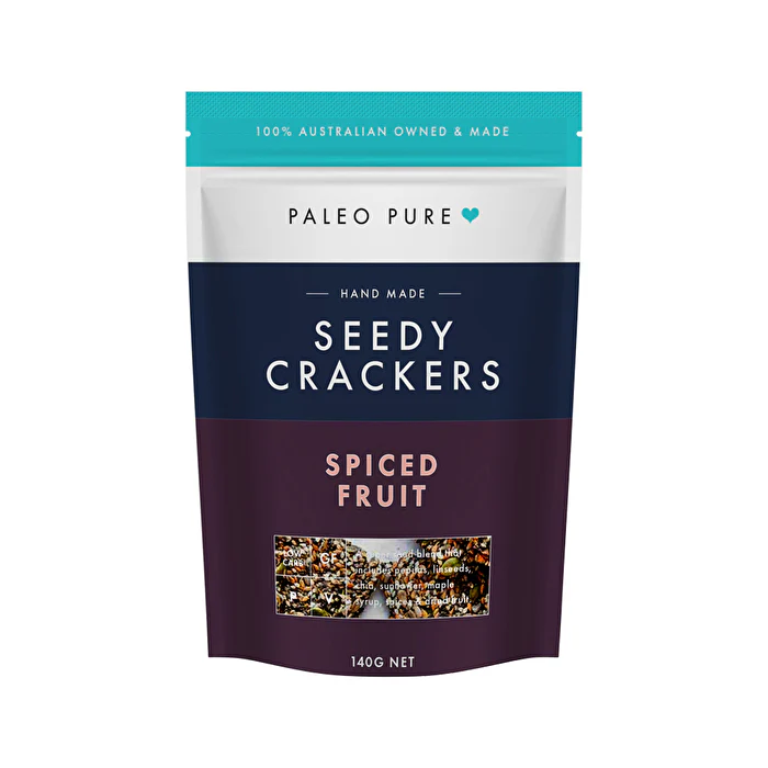 Paleo Pure Seedy Crackers Spiced Fruit 140g - Olabens