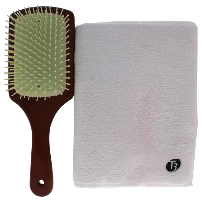 T3 Hair Indulgence Set by T3 for Unisex - 2 Pc Set Brush, Hair Towel - Olabens