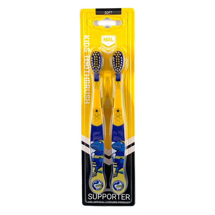 Nrl Mascot Kids Toothbrush - Eels Parramatta 2 Pack - Olabens