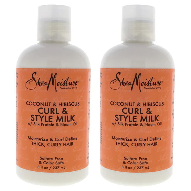 Coconut & Hibiscus Curl & Style Milk - Pack of 2 by Shea Moisture for Unisex - 8 oz Cream - Olabens