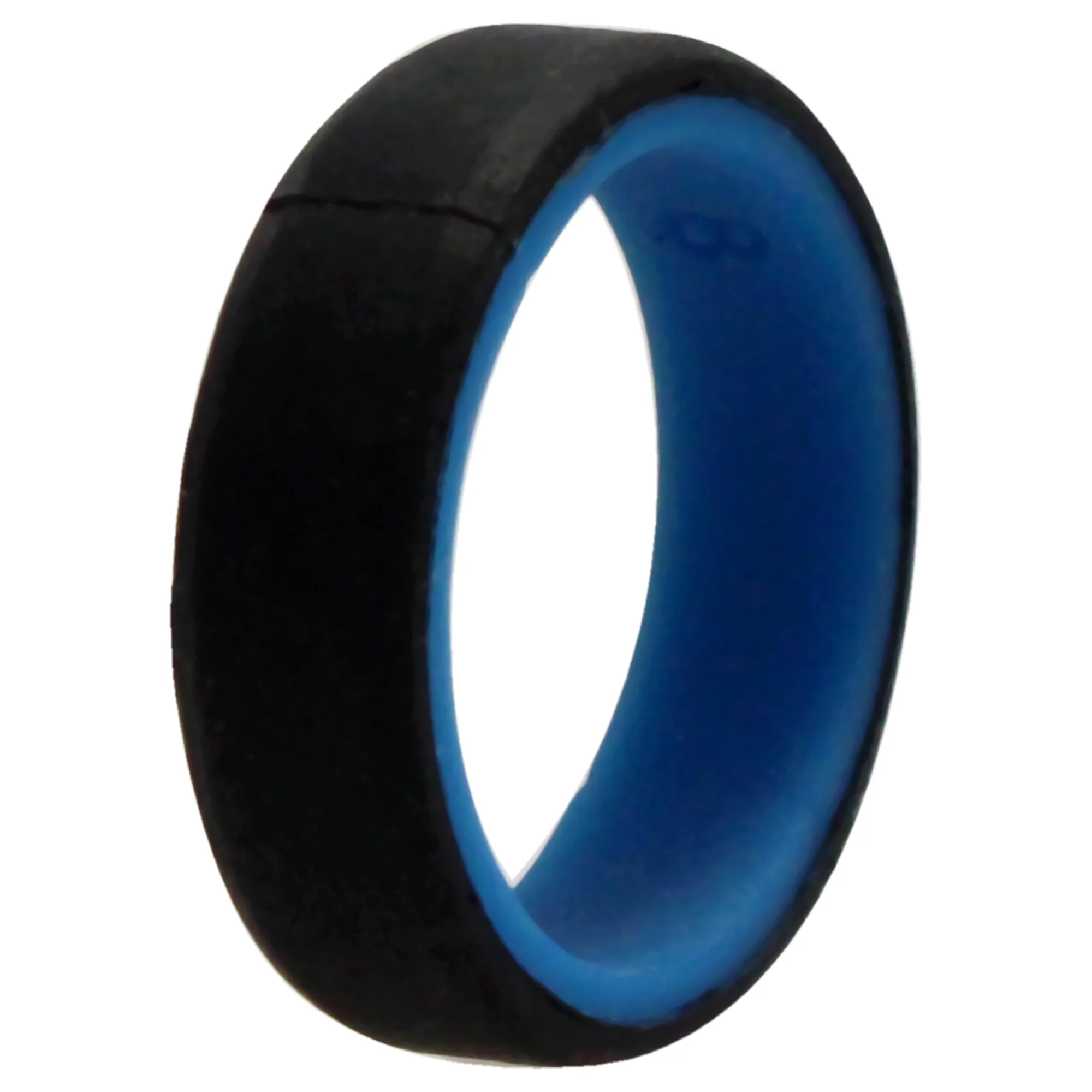 Silicone Wedding 6mm Brush 2Layer Ring - Blue-Black by ROQ for Men - 8 mm Ring - Olabens
