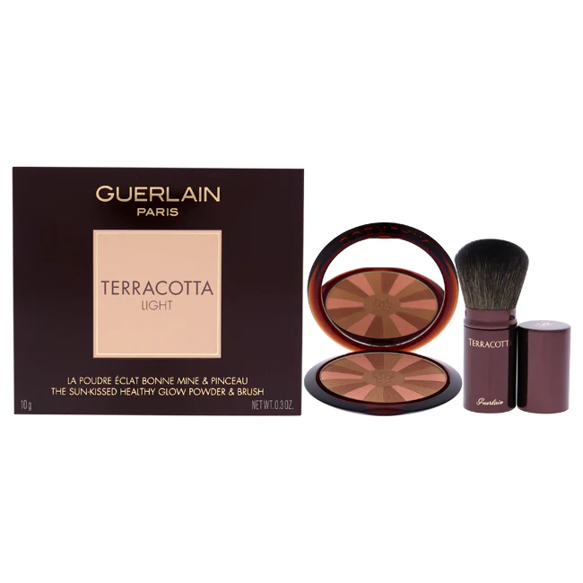 Guerlain Terracotta Light The Sun-Kissed Healthy Glow Powder and Brush - 03 Natural Warm by Guerlain for Women - 0.30 oz Powder - Olabens