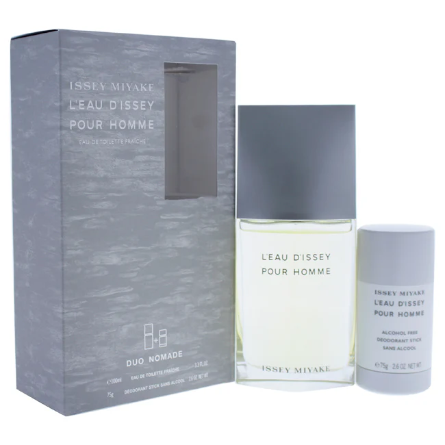 Issey Miyake Leau Dissey by Issey Miyake for Men - 2 Pc Gift Set 3.3oz EDT Fraiche, 2.6oz Deodorant Stick Alcohol Free - Olabens