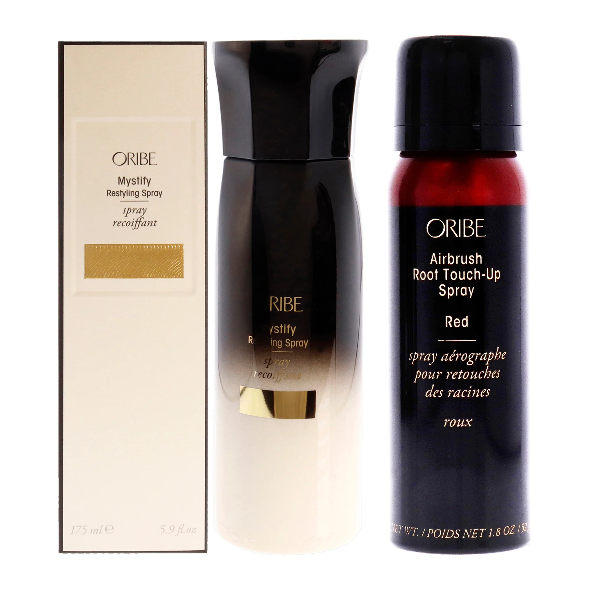Mystify Restyling Spray and Airbrush Root Touch-Up Spray - Red Kit by Oribe for Unisex - 2 Pc Kit 5.9oz Spray, 1.8oz Hair Color - Olabens