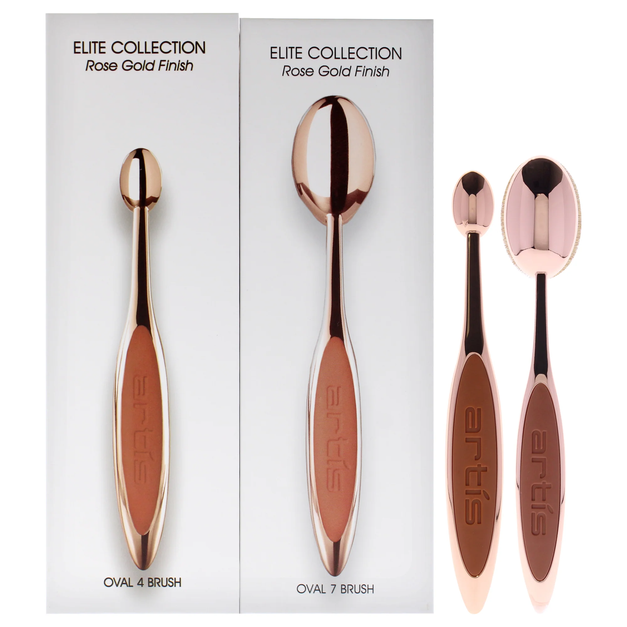 Elite 2 Brush Set - Rose Gold by Artis for Women - 2 Pc Elite Collection Oval Brush 4 - Rose Gold, Elite Collection Oval Brush 7 - Rose Gold - Olabens