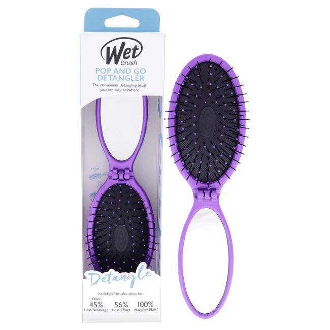 Wet Brush Pop and Go Detangler Brush - Purple by Wet Brush for Unisex - 1 Pc Hair Brush - Olabens