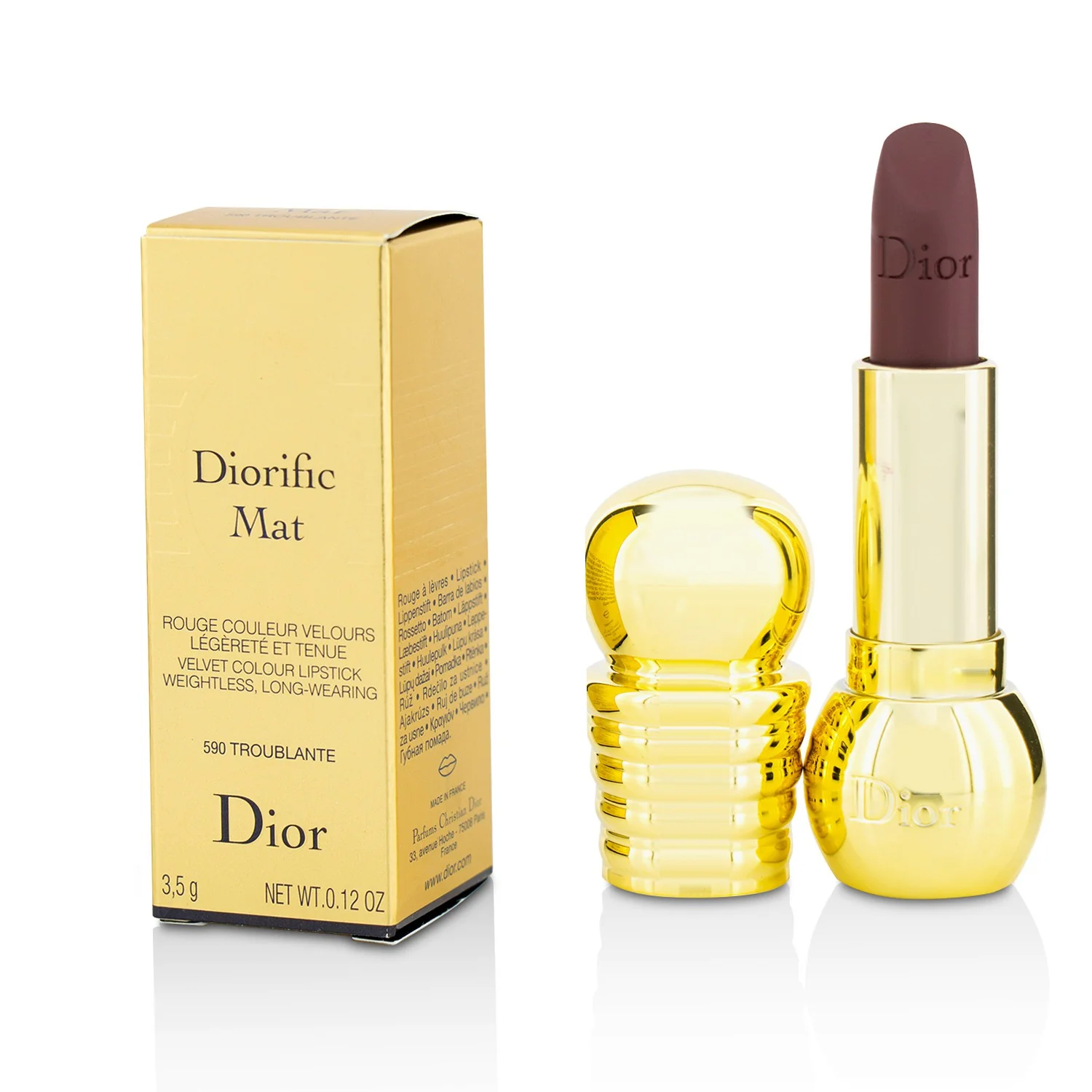 Christian Dior Diorific Mat Velvet Colour Lipstick - # 590 Troublante  3.5g/0.12oz - Olabens