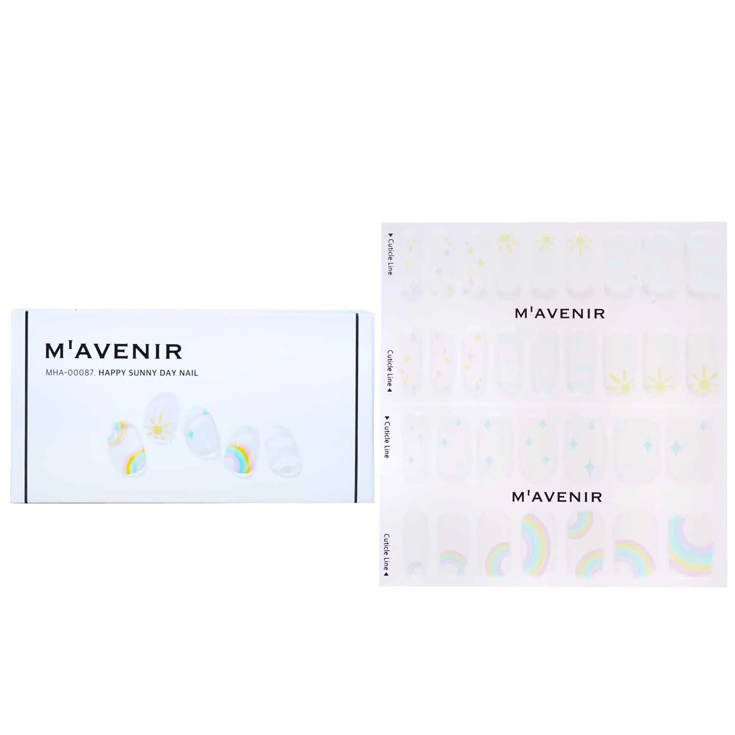 Mavenir Nail Sticker (White) - # Happy Sunny Day Nail  32pcs - Olabens