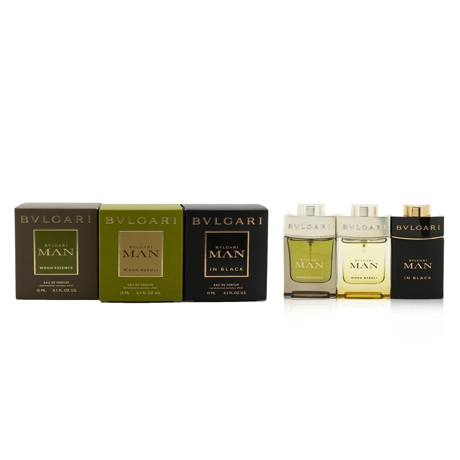 Bvlgari Man Coffret: In Black Eau De Parfum Spray + Wood Neroli Eau De Parfum Spray + Wood Essence Eau De Parfum Spray  3x15ml/0.5oz - Olabens