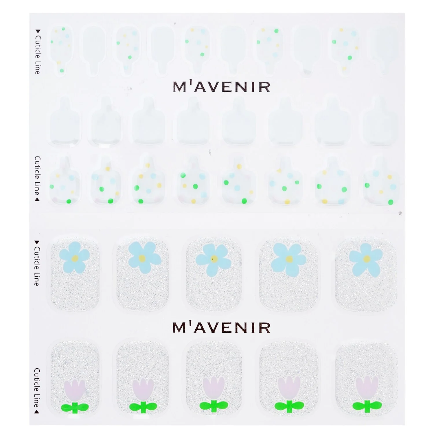 Mavenir Nail Sticker (White) - # Small Garden Pedi  36pcs - Olabens