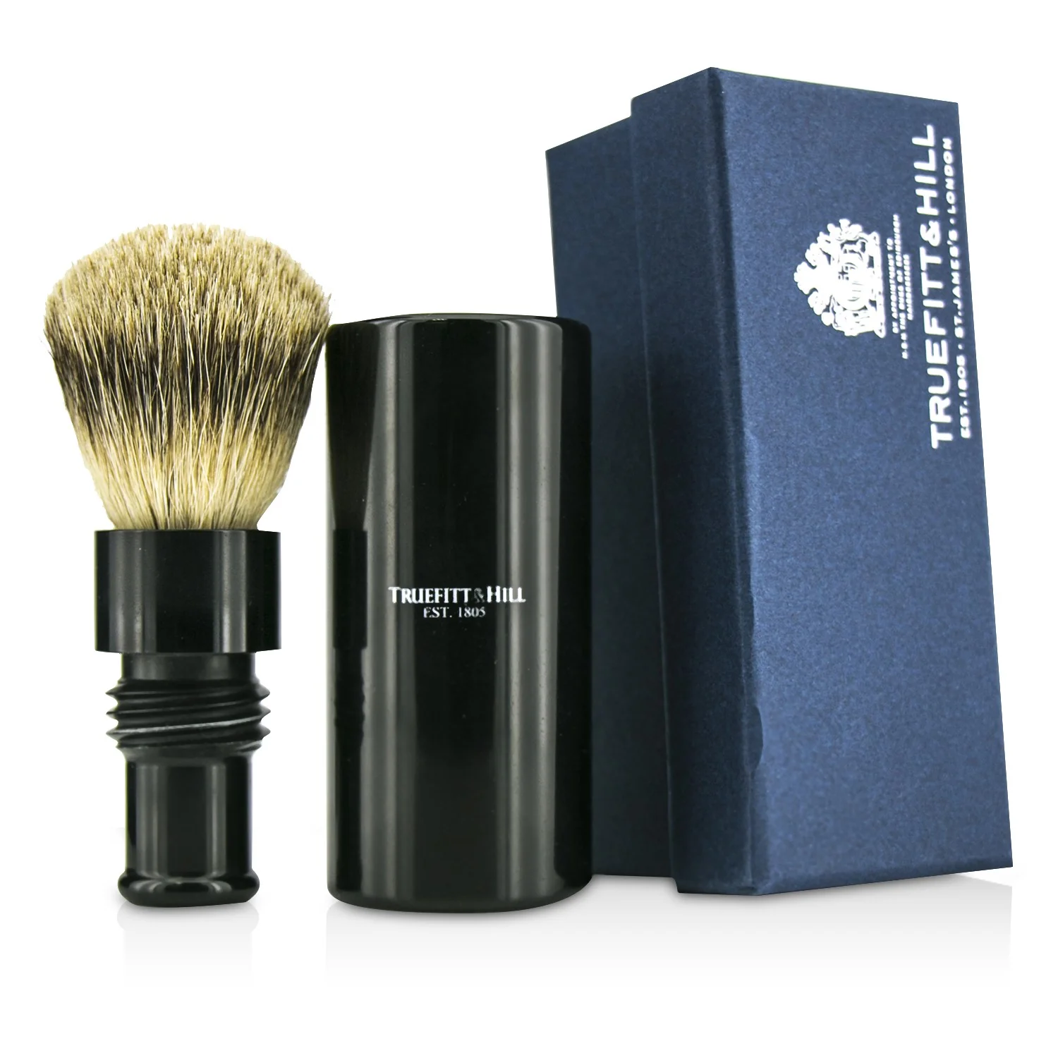 Truefitt & Hill Turnback Traveler Badger Hair Shave Brush - # Ebony  1pc - Olabens