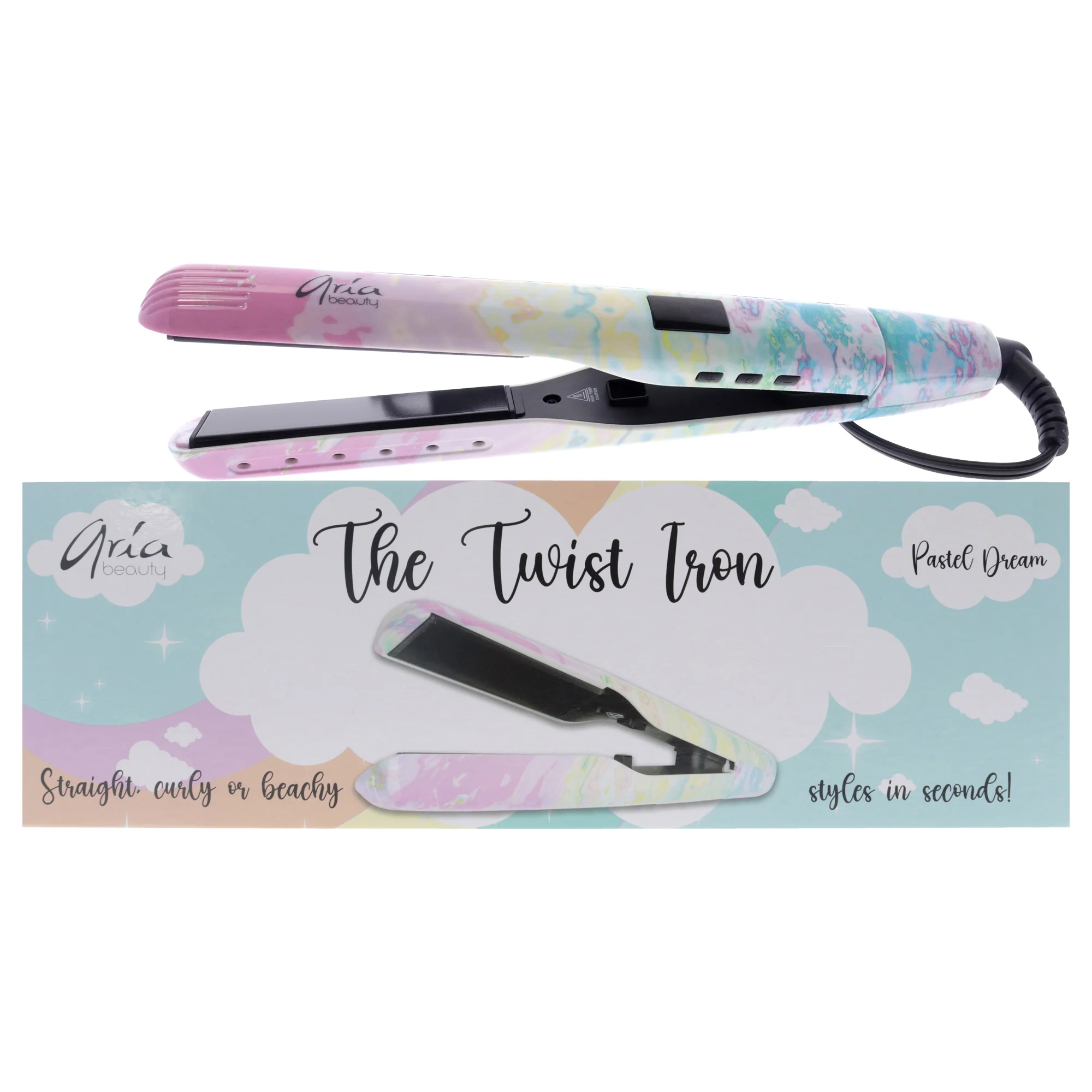 The Twist Flat Iron - Pastel Dream by Aria Beauty for Women - 1 Pc Flat Iron - Olabens