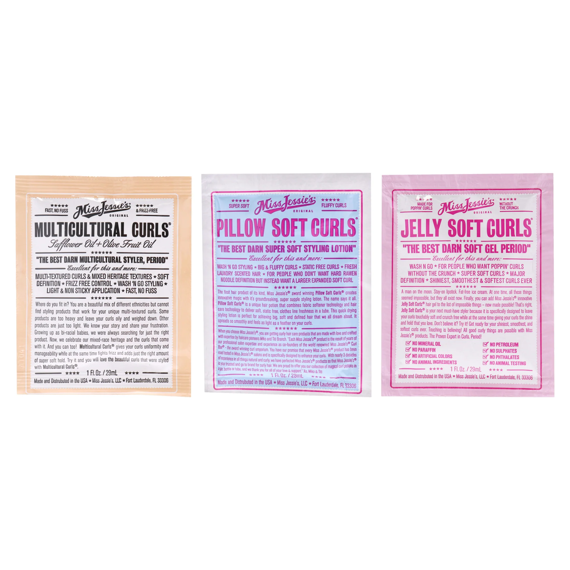 Pillow Soft Curls With Jelly Soft Curl and Multi Cultural Curls Kit by Miss Jessies for Unisex - 3 Pc Kit 1oz Lotion, 1oz Gel, 1oz Cream - Olabens