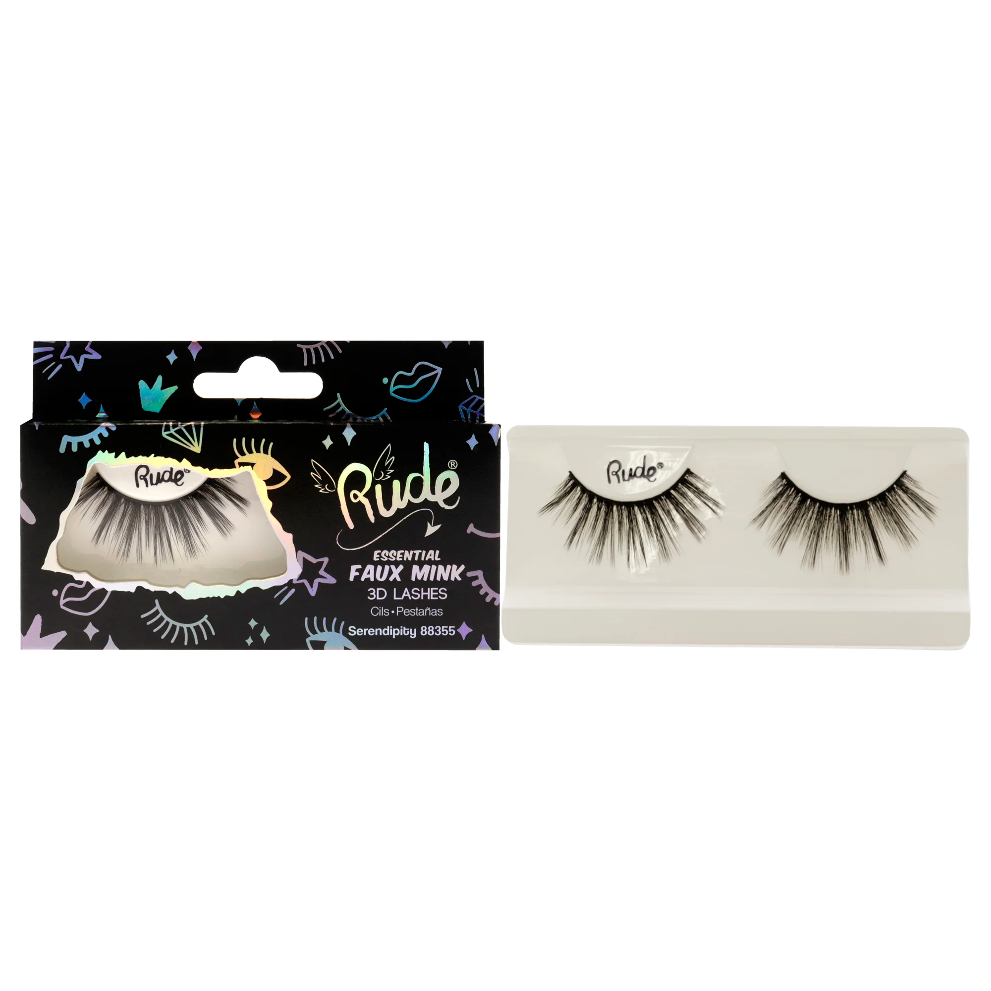 Essential Faux Mink 3D Lashes - Serendipity by Rude Cosmetics for Women - 1 Pc Pair - Olabens