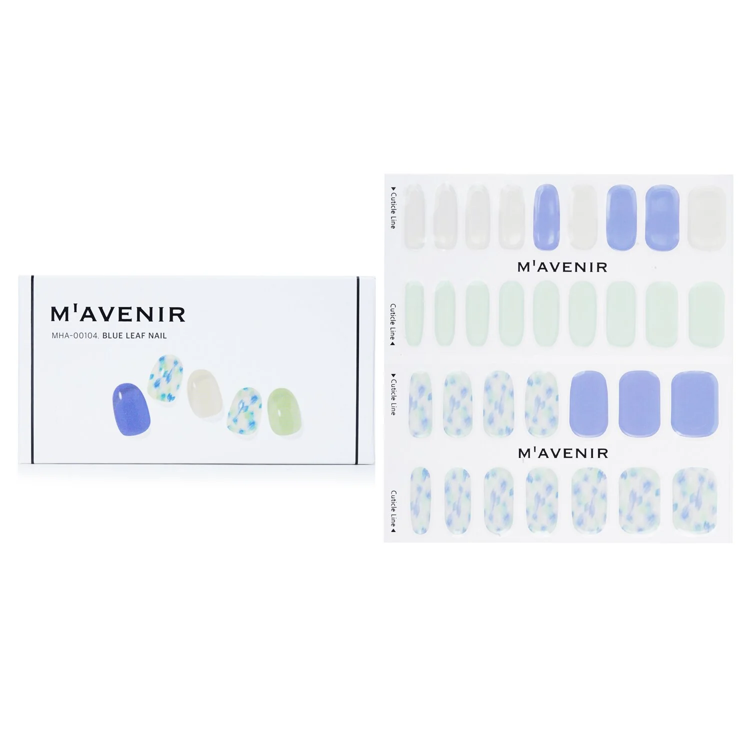 Mavenir Nail Sticker (Blue) - # Blue Leaf Nail  32pcs - Olabens