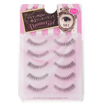 Beauty World Dream Girl Nylon Eyelash - # 981 Black  5pairs - Olabens