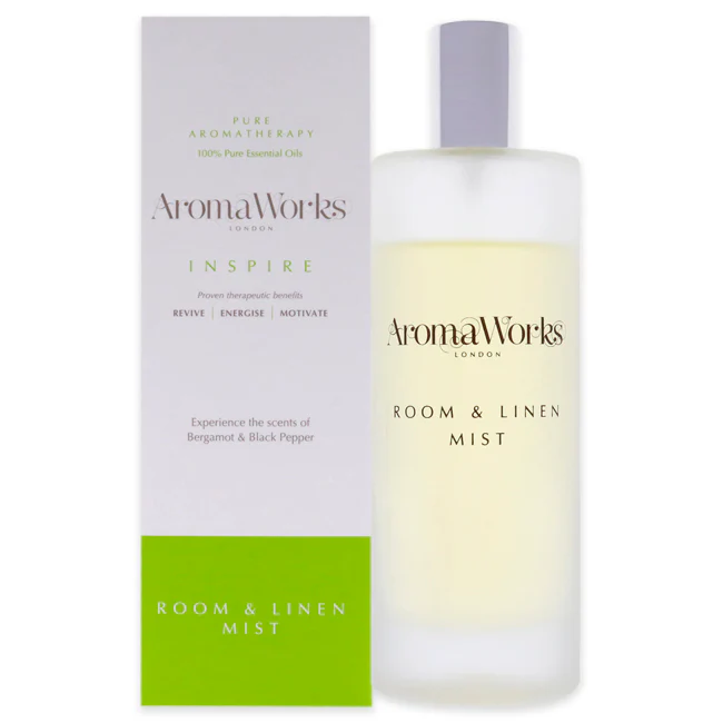 Inspire Room and Linen Mist by Aromaworks for Unisex - 3.38 oz Room Spray - Olabens