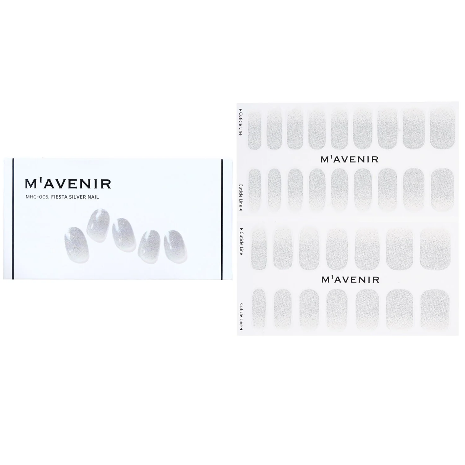 Mavenir Nail Sticker (Grey) - # Fiesta Silver Nail  32pcs - Olabens