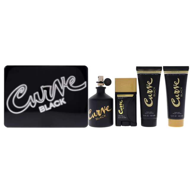 Curve Black by Liz Claiborne for Men - 4 Pc Gift Set 4.2oz EDC Spray, 3.4oz After Shave Balm, 3.4oz Shower Gel, 1.7oz Deodrant Stick - Olabens